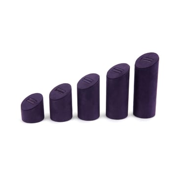 Set of 5 Round Suede Ring Stands - Purple