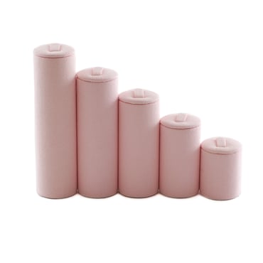 Set of 5 Round Suede Ring Stands - Blush Pink