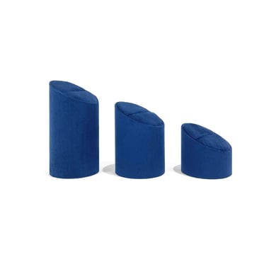 3 Large Suede Round Ring Stands - Navy