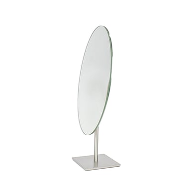 Oval Shaped Display Mirror - Brushed Chrome