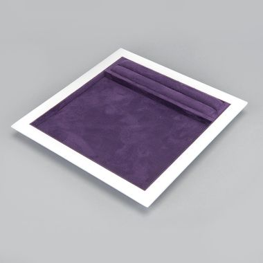 Square Suede Presentation Tray with White Frame- Purple