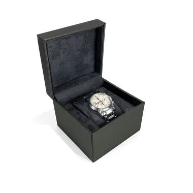 Watch Box - Shimmer Khaki & Charcoal Grey Suede