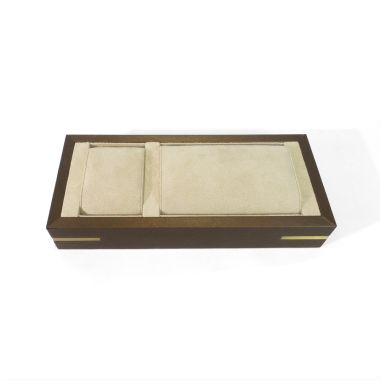 Double Watch Display Tray - Shimmer Copper & Natural Suede