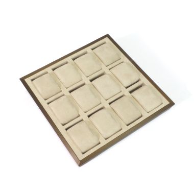 12 Watch Display Tray - Shimmer Copper & Natural Suede