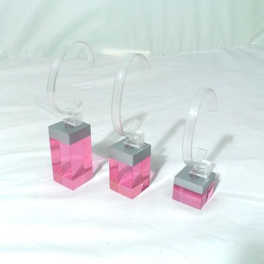 Set of Watch Stands - Clear Pink