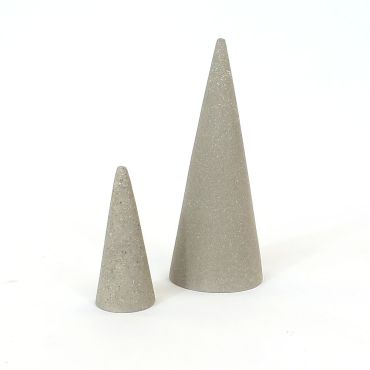Set Of 2 Light Grey Concrete Ring Cones | TJDC