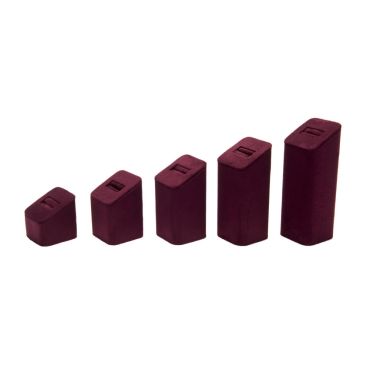 Set of 5 Square Suede Ring Stands - Burgundy