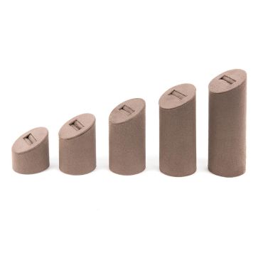 Set of 5 Round Suede Ring Stands - Taupe
