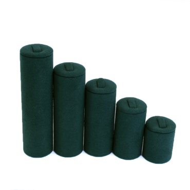 Set of 5 Round Suede Ring Stands - Racing Green