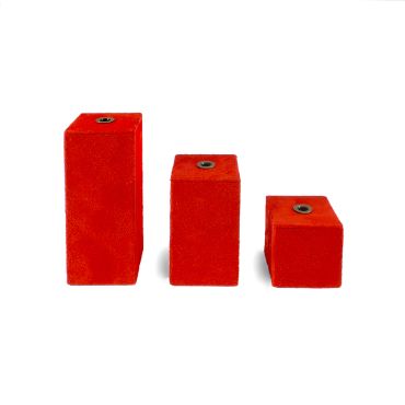 Set Of 3 Configurable Suede Blocks - Scarlet Red
