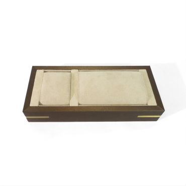 Double Watch Display Tray - Shimmer Copper & Natural Suede