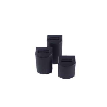 Leatherette Set of 3 Ring Stands - Black